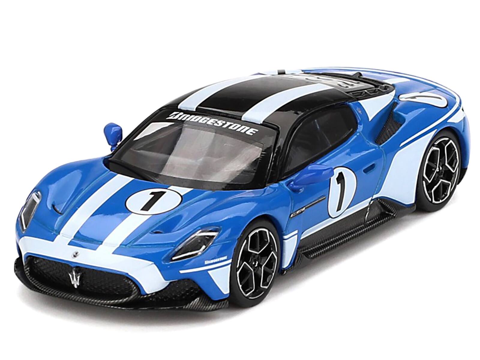 Alt View 3. BBR - Maserati MC20 #1 Blue with White Stripes and Black Top "Maserati Performance Experience" 1/64 Diecast Model Car by BBR.