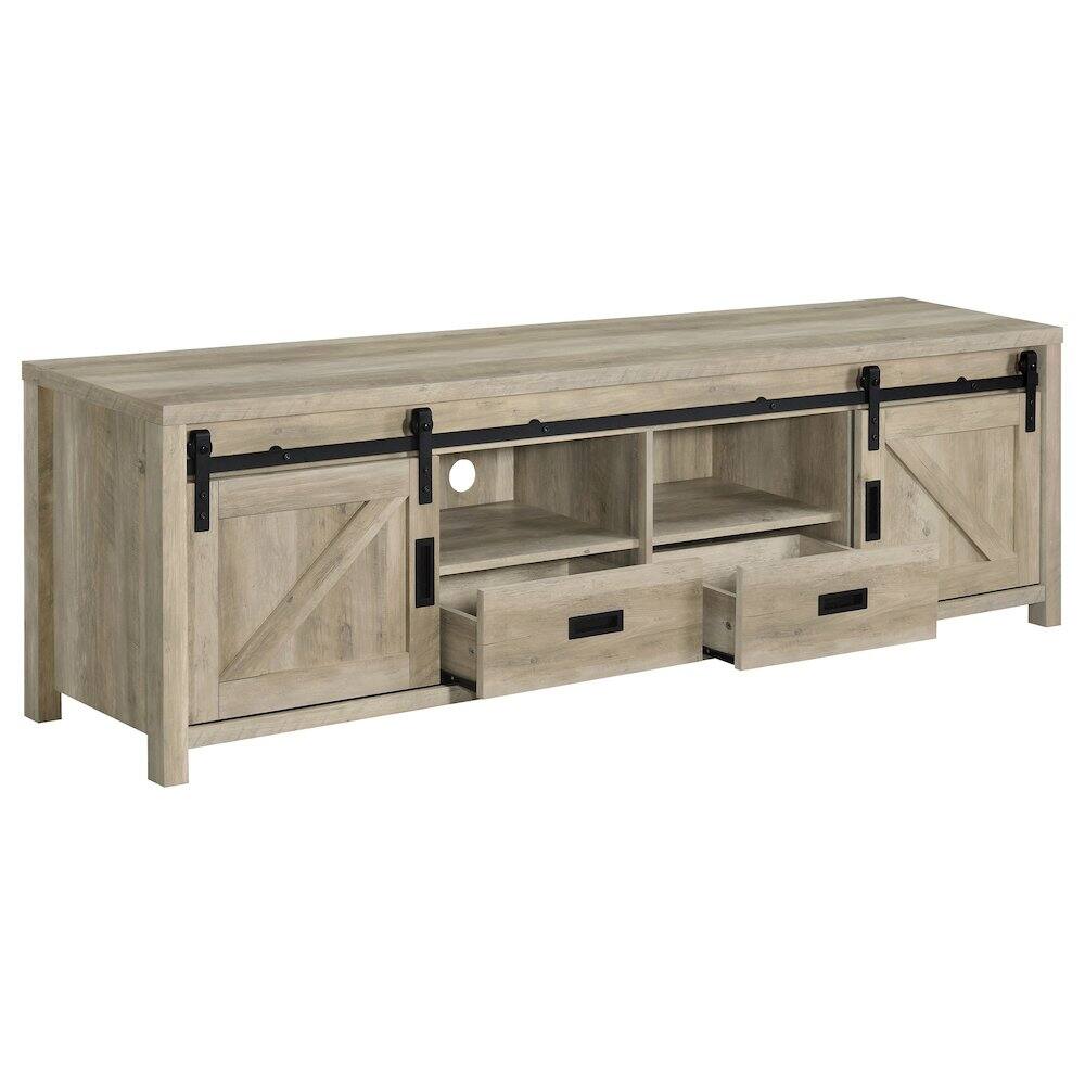 Alt View 2. Coaster Co. of America - Madra 2-door Engineered Wood 79" TV Stand Distressed Pine - Brown.