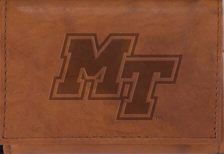Alt View 5. Rico Industries - Middle Tennessee State Blue Raiders Embossed Brown Leather Trifold Wallet - Multi.