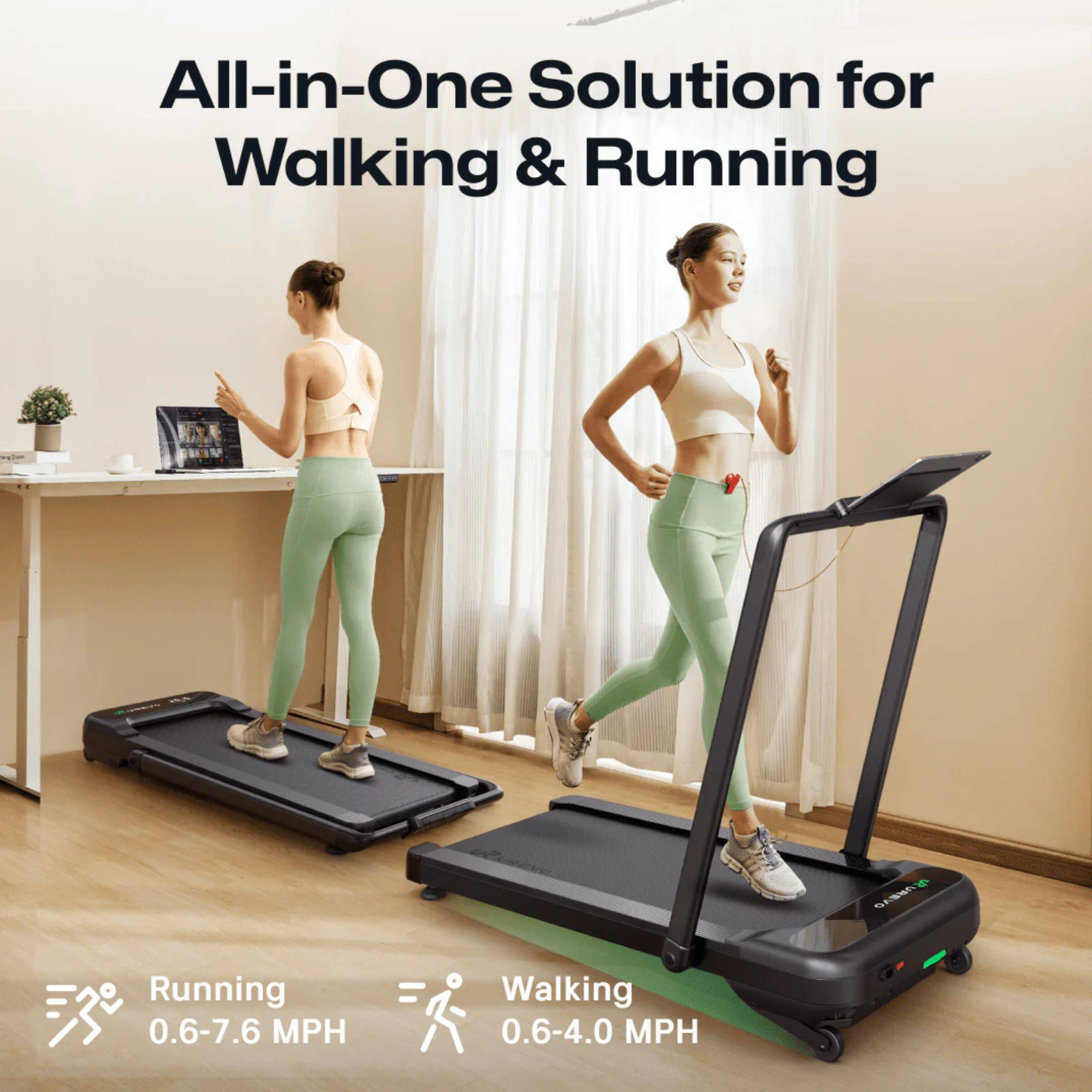 All-in-One Solution for Walking & Running

Running  
0.6-7.6 MPH

Walking  
0.6-4.0 MPH