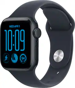 Apple Watch SE 3 (GPS + Cellular) 40mm Aluminum Case with Navy Blue Sport Band - S/M - Midnight - (2026)