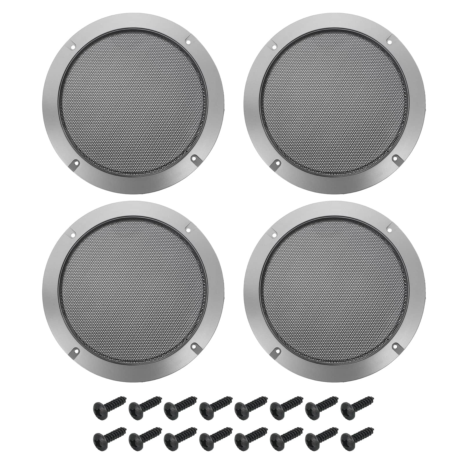 Unique Bargains - 4pcs Speaker Grill Mesh Metal Woofer Guard Protector ABS Frame with Screws for Home Audio Car Speaker - Black Iron Gray