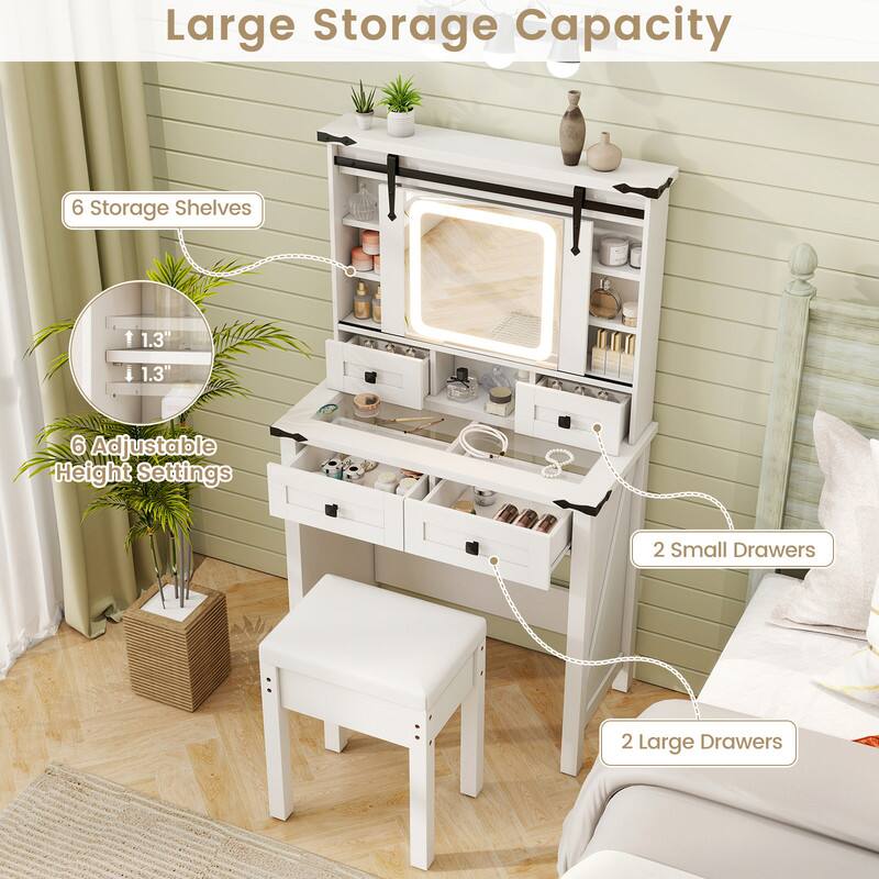 Large Storage Capacity

- 6 Storage Shelves
- 1.3" Adjustable Height Settings
- 2 Small Drawers
- 2 Large Drawers