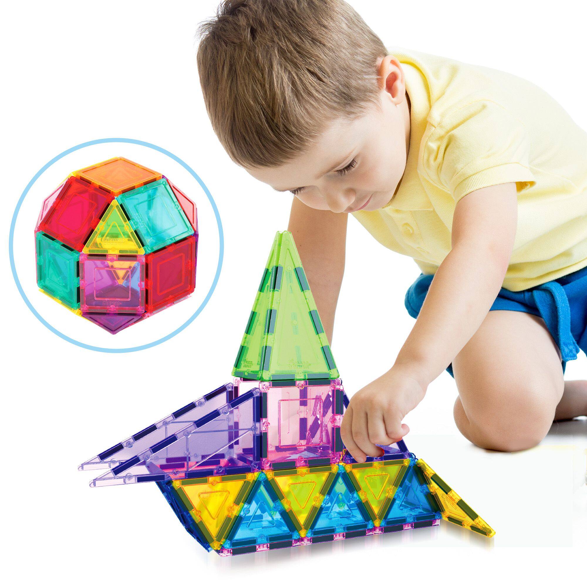 Alt View 3. PicassoTiles - PicassoTiles 36 PC Magnetic Tiles, Magnetic Building Blocks for Kids, Magnet for Kids 3+.