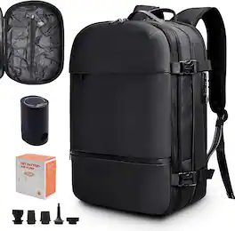 Wikistore - 60L Vacuum Backpack Expandable Compression Travel Bag with Electric Air Pump for Laptop - Black
