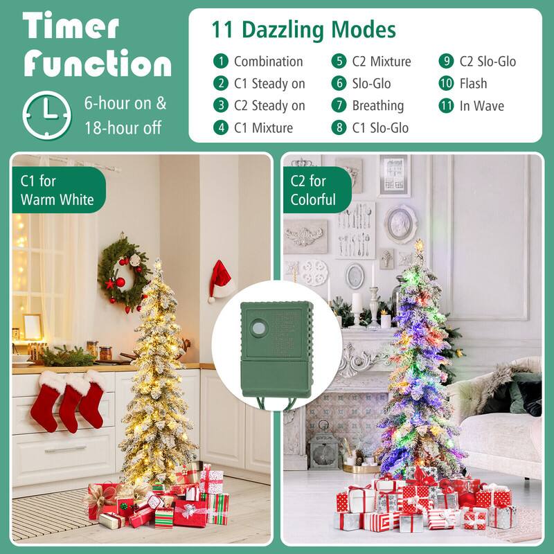 Timer 11 Dazzling Modes function 1 Combination 2 C1 Steady on 3 C2 Steady on 4 C1 Mixture 5 C2 Mixture 6 Slo-Glo 7 Breathing 8 C1 Slo-Glo 9 C2 Slo-Glo 10 Flash 11 In Wave

C1 for Warm White
C2 for Colorful
