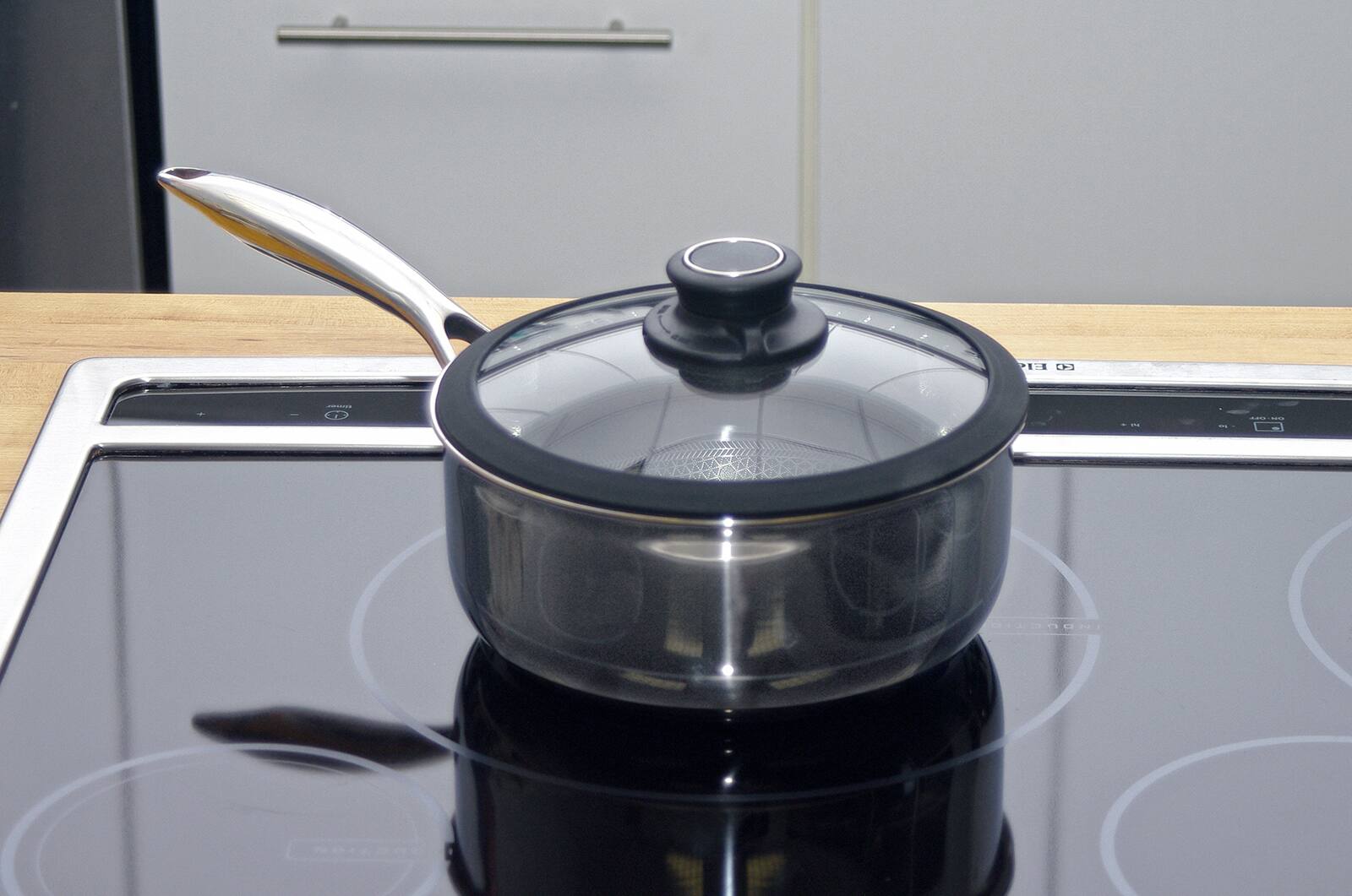Alt View 3. Frieling - Black Cube Hybrid Quick Release 2.5 Quart Saucepan, 8-Inch - Silver.