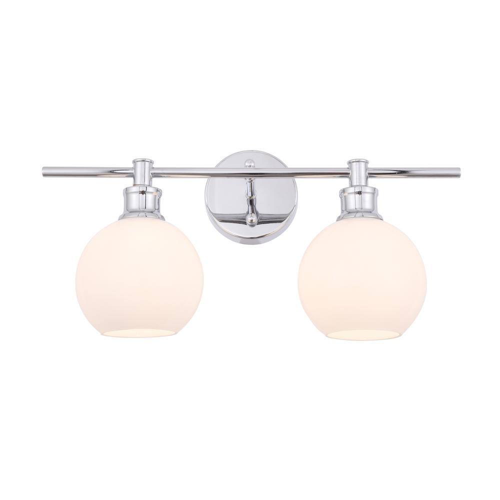 Back. Living District - Collier 2 light Chrome and Frosted white glass Wall sconce - Chrome And Frosted White Glass.