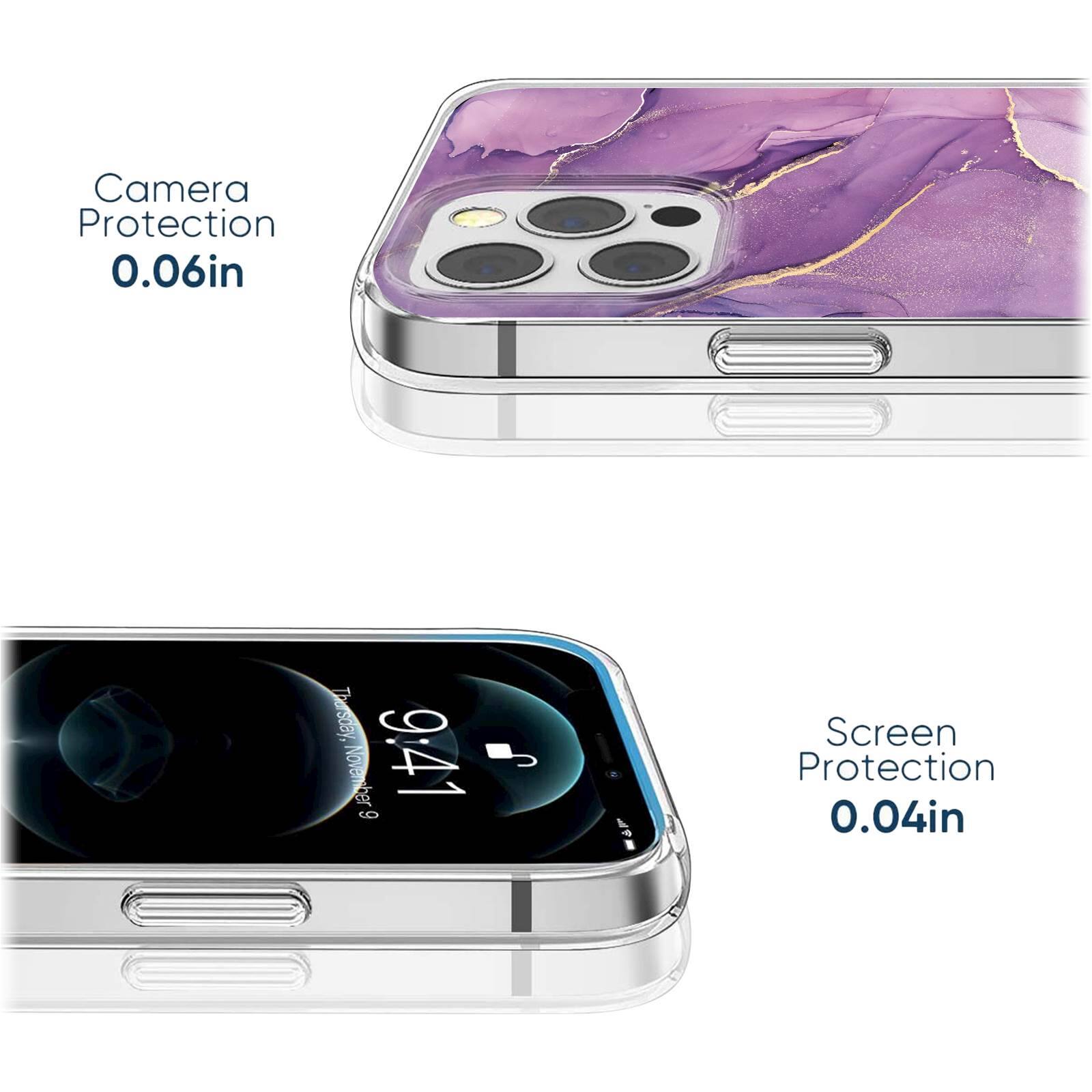 Alt View 13. SaharaCase - Marble Series Case for Apple iPhone 13 Pro - Purple/Gold.