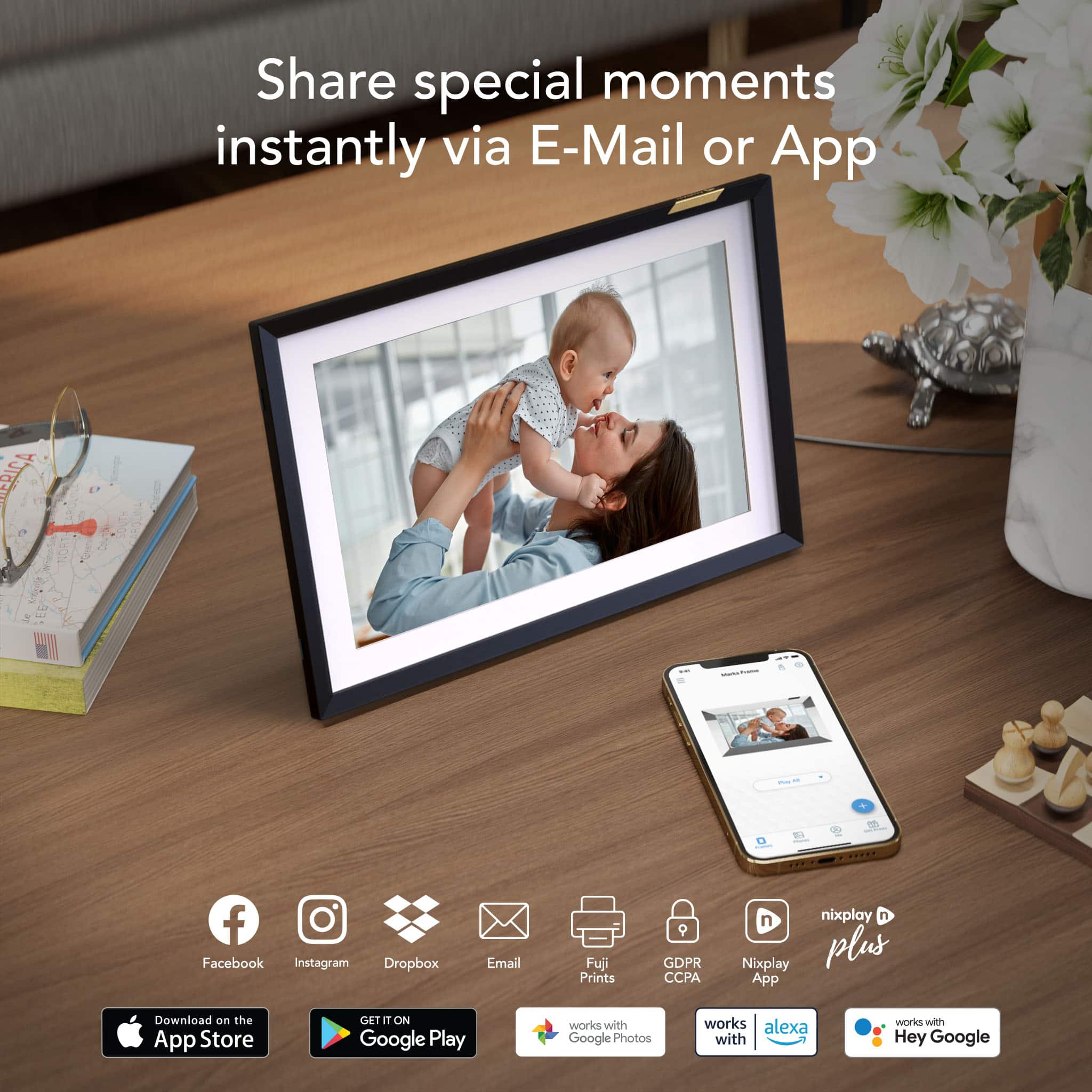 Alt View 11. Nixplay - W10P Touch Classic 10.1-inch LCD Smart Digital Photo Frame - Black - Classic Matte.