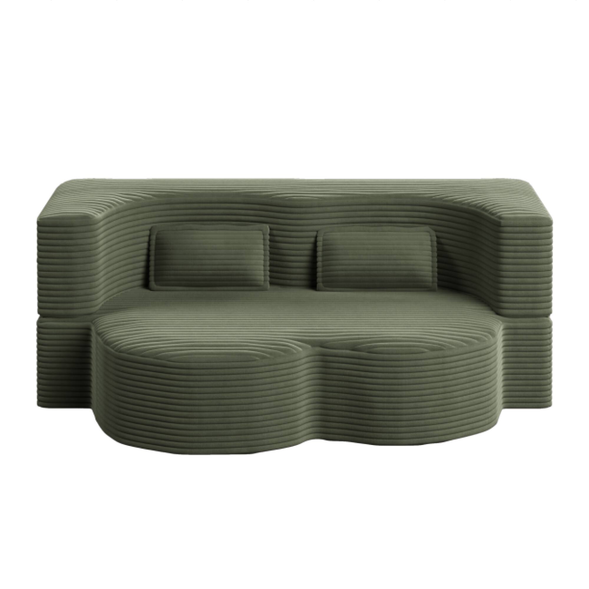 Alt View 6. GOODSILO - Convertible Plush Corduroy Floor Sleeper Sofa with Dual Pillows for Living Room and Guest Use - Green.