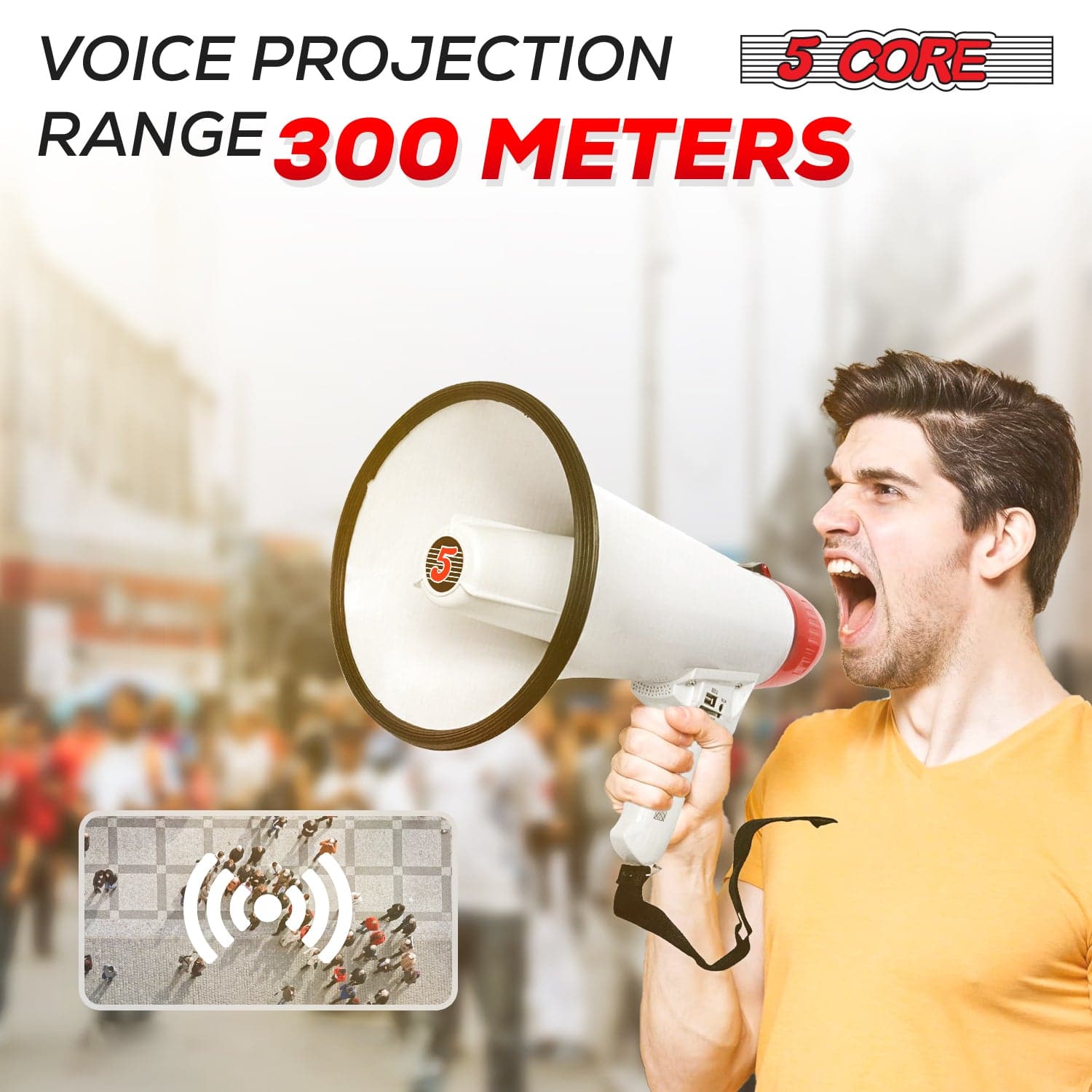 5 CORE 5Core Megaphone Bullhorn Speaker 50W Bull Horn Rechargeable