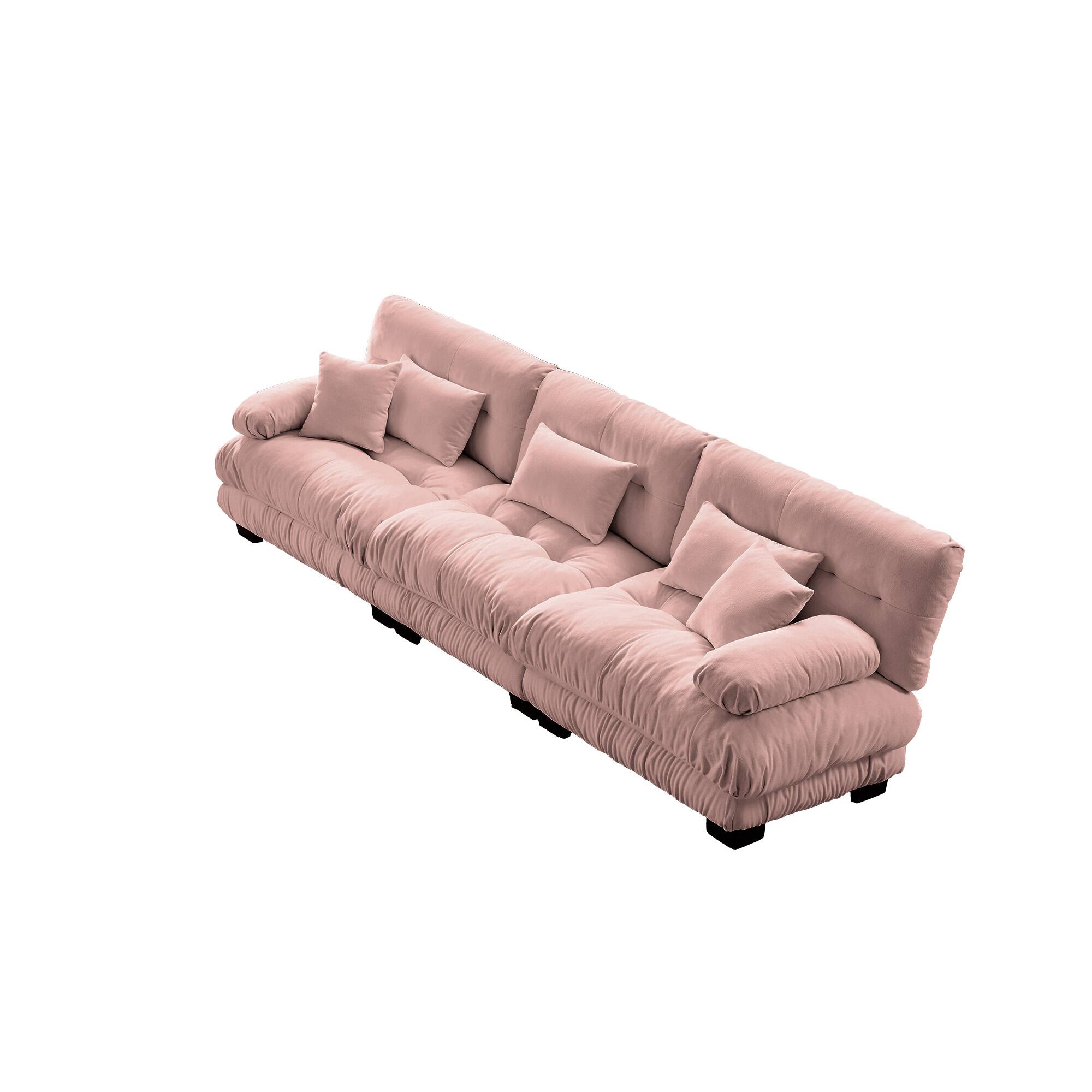 Alt View 5. LOVMOR - 3 Seater Chenille Modular Sectional Couch Deep Seat Compressed Pack For Living Room Apartment Office Plush Den - Pink.