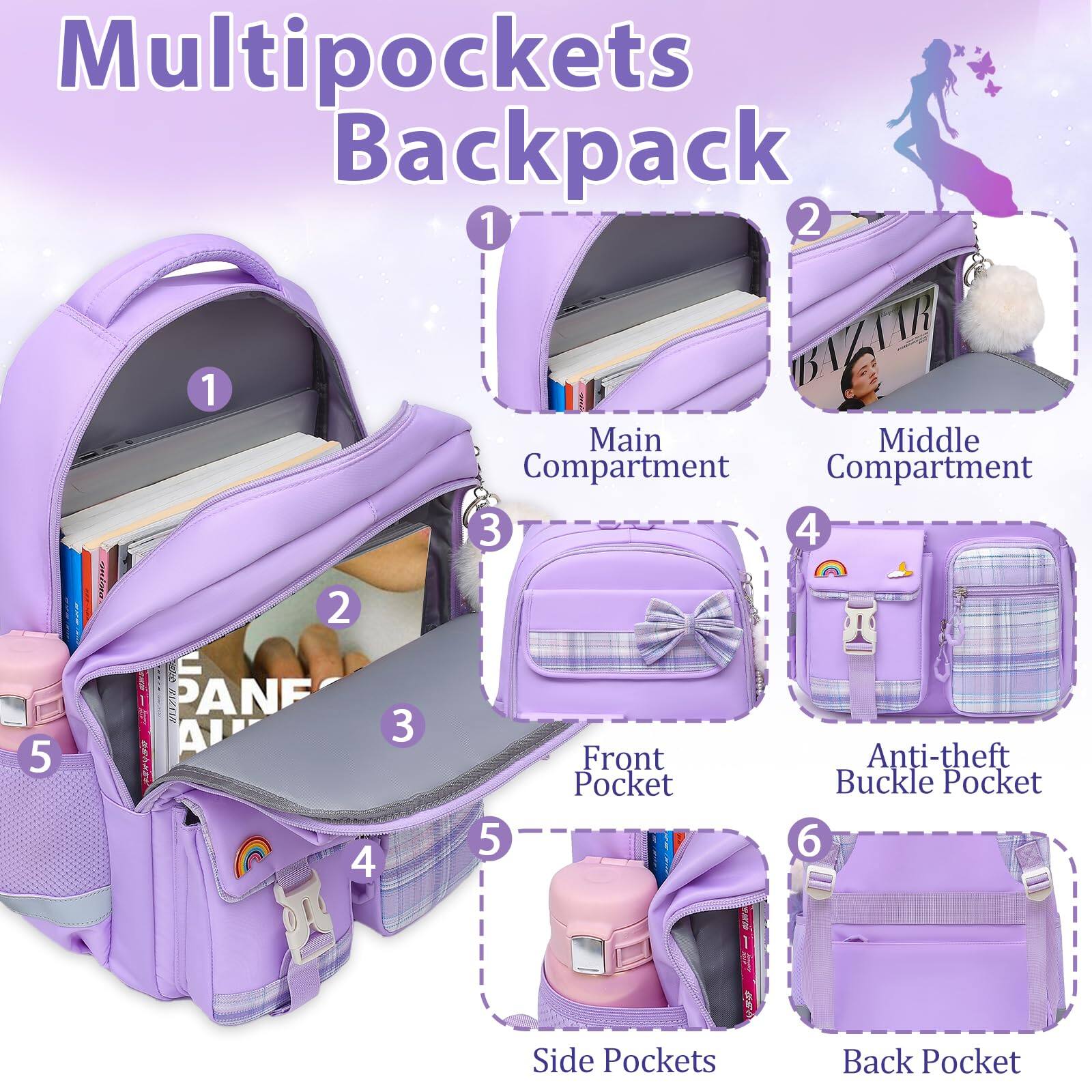 Pacoar Cade School Backpack For Bookbag Elementary Middle Casual Travel ...