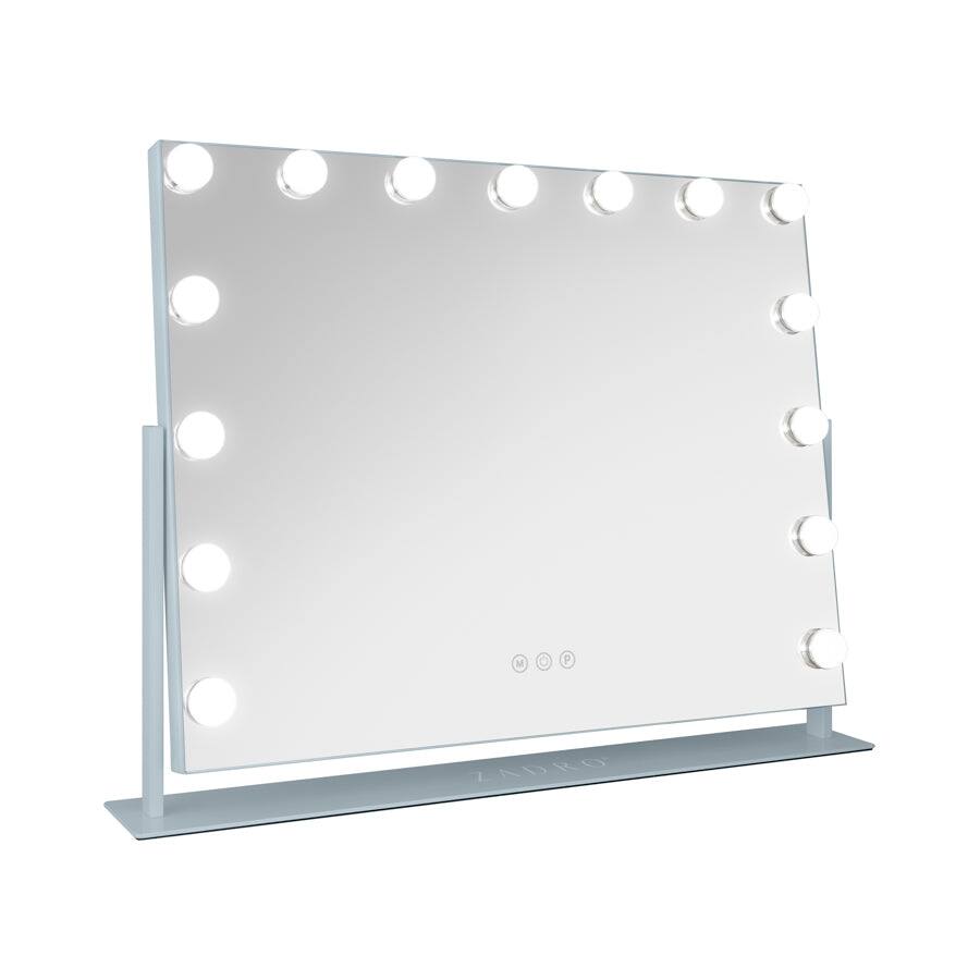 Front. Zadro - Zadro Hollywood Makeup Mirror - 25" x 20" - 15 LED Light Bulbs with Dimmable Brightness - French Blue.