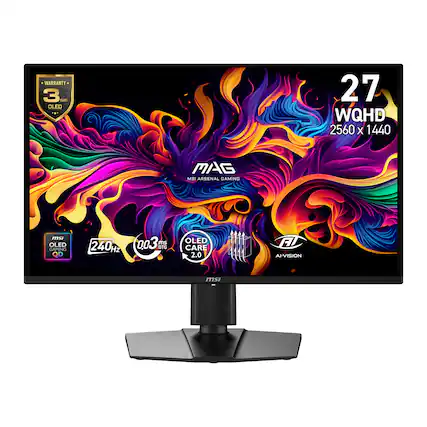 WARRANTY - 3 YEARS OLED
27" WQHD 2560 x 1440
MSI ARSENAL GAMING
240Hz
0.03 ms
OLED CARE 2.0
AI-VISION
MSI