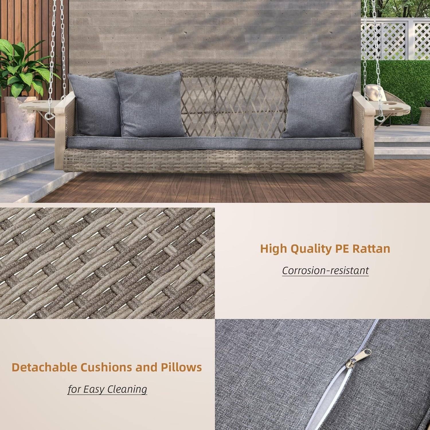 High Quality PE Rattan  
Corrosion-resistant  

Detachable Cushions and Pillows  
for Easy Cleaning