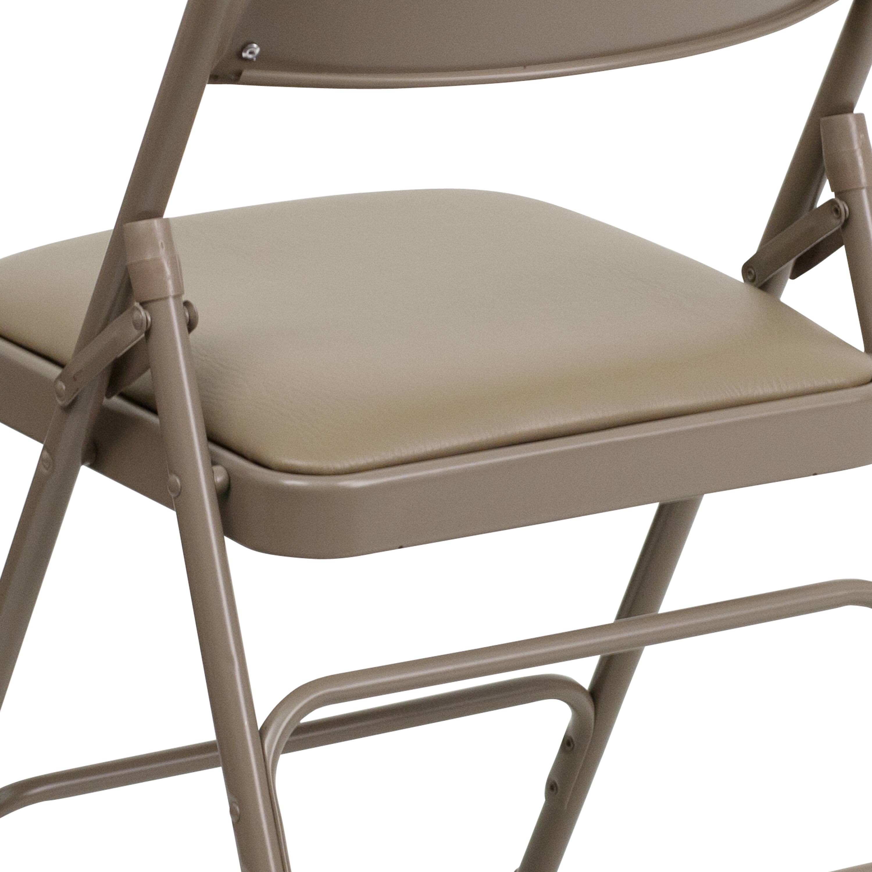 Alt View 10. Emma + Oliver - 2 Pack Home & Office Portable Party Events Padded Metal Folding Chair - Beige Vinyl/Beige Frame.