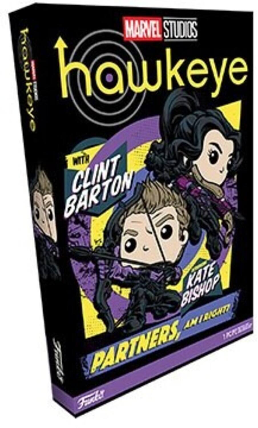 MARVEL STUDIOS  
hawkeye  
WITH  
CLINT BARTON  
KATE BISHOP  
PARTNERS, AMI RENGAHTZ  
Funko