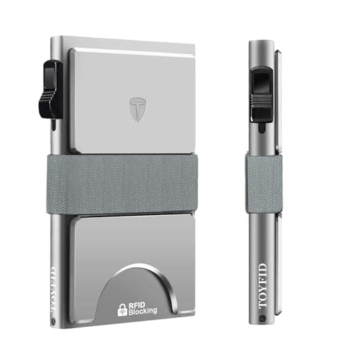 Vulpecula Spade - Slim Card Holder for Men&Women Compact Metal Front Pocket Wallets Pop Up Quick Access Credit Cards Holder with RFID - Silver