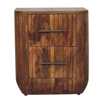 Front. Artisan Furniture - Artisan Furniture Solid Wood Fluted Bedside with Drawers - Brown.