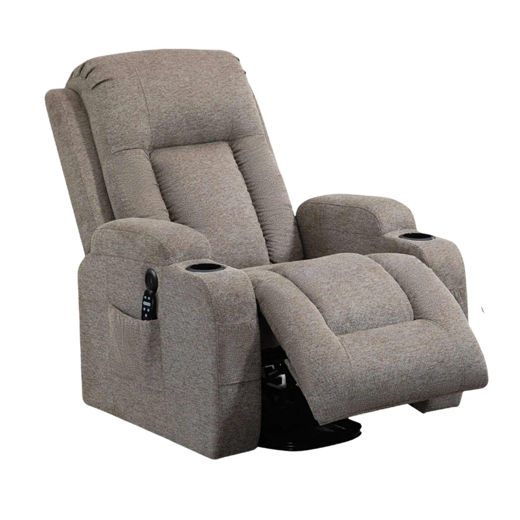 Front. Boyel Living - Power Lift Recliner Chair for Elderly with 8-Point Massage, Lumbar Heat, USB Port, Heavy Duty Motion Mechanism - Brown.