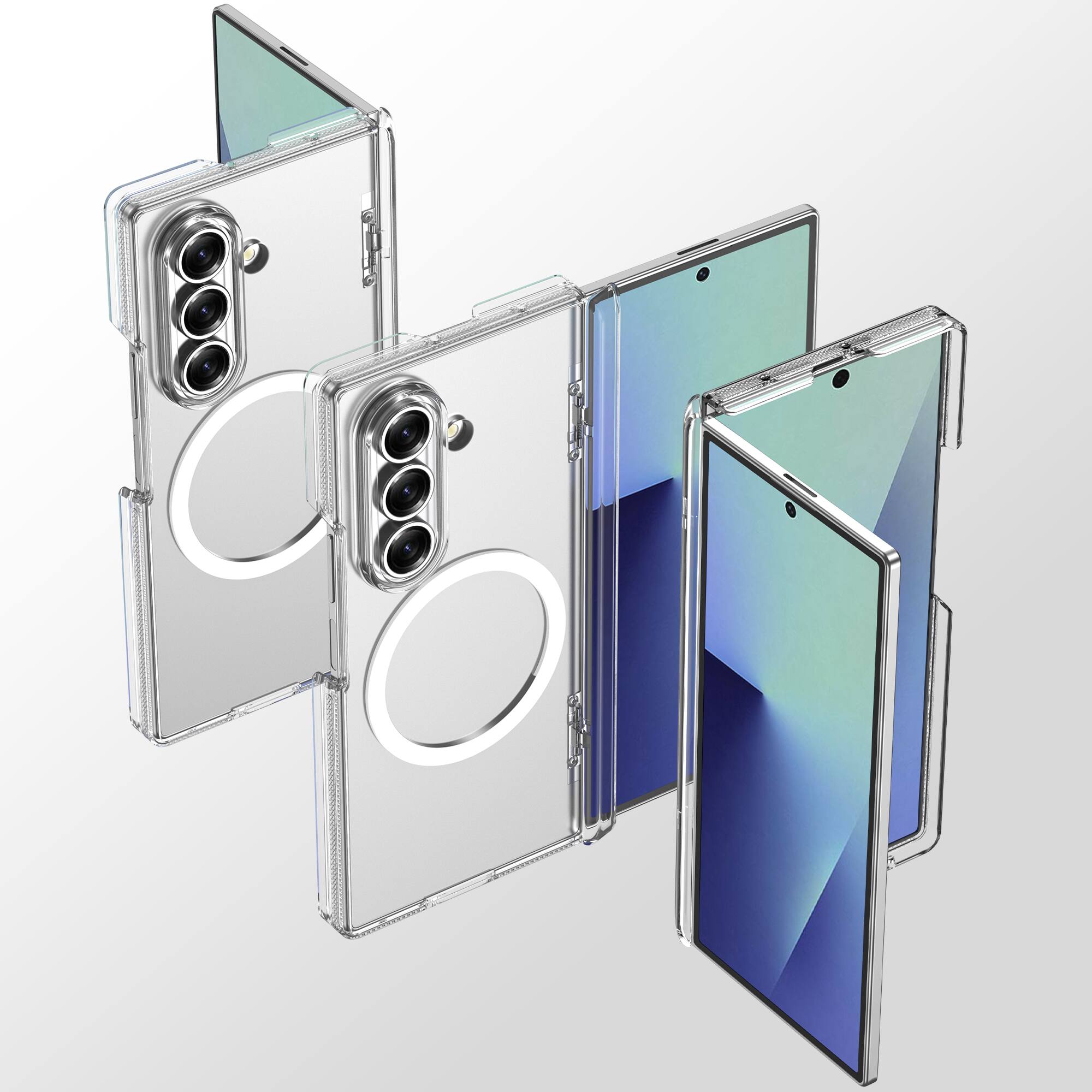 Angle. Dteck - Magnetic Matte Case for Samsung Galaxy Z Fold8 Ultra with Hinge Protection,Slim Hard PC Back Cover,No Front Frame Shell - Clear.