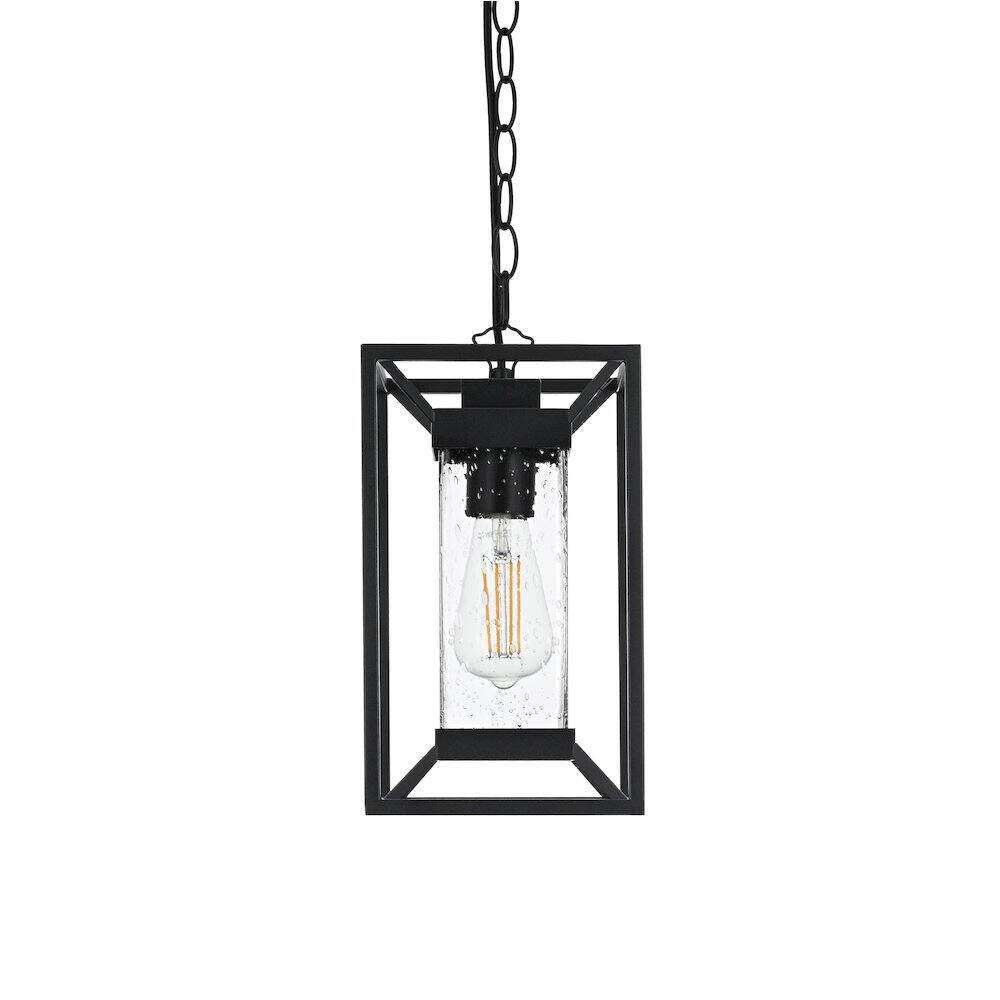 Left. Elegant Lighting - Willington 7 inch Outdoor Pendant in Black - Black.