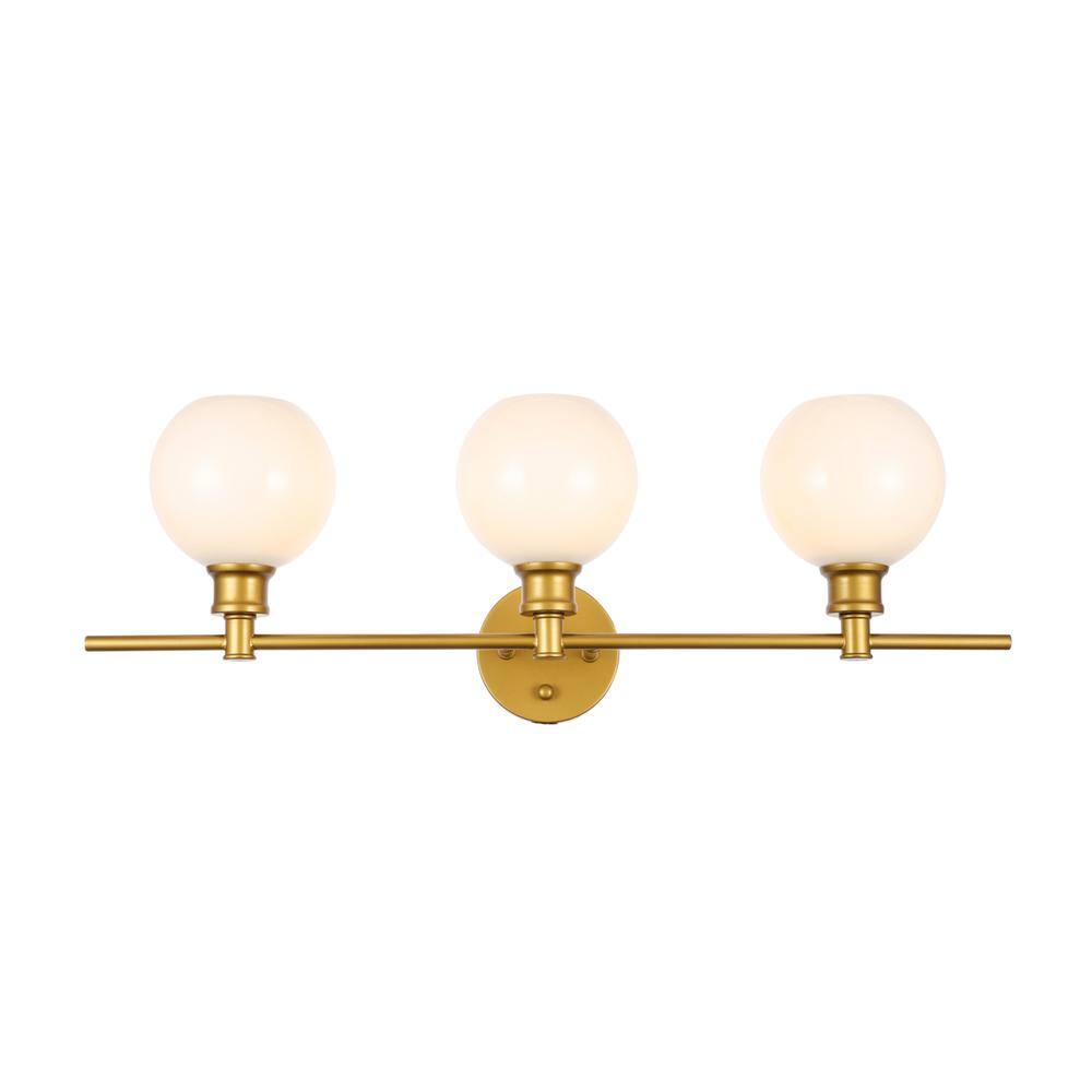 Alt View 10. Living District - Collier 3 light Brass and Frosted white glass Wall sconce - Brass And Frosted White Glass.
