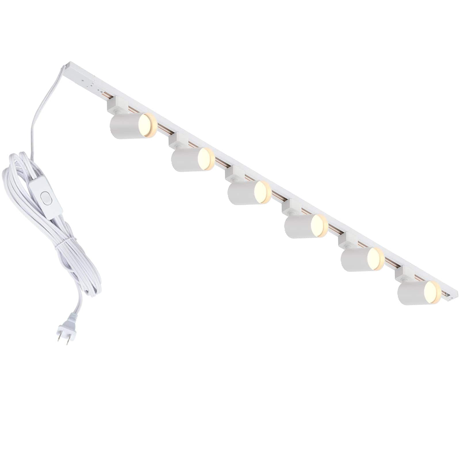 Dazzed Corner - Plug in Track Lighting with Power Cord, 6-Light LED Track Lighting Kit (No Bulbs) - White