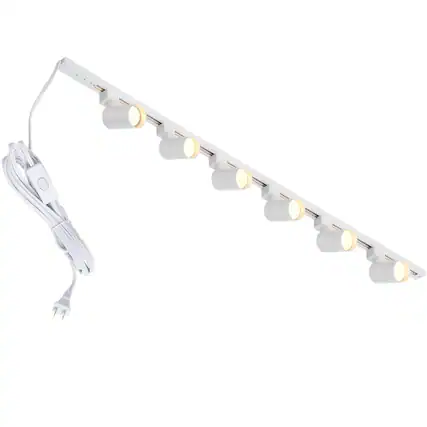 Front. Dazzed Corner - Plug in Track Lighting with Power Cord, 6-Light LED Track Lighting Kit (No Bulbs) - White.