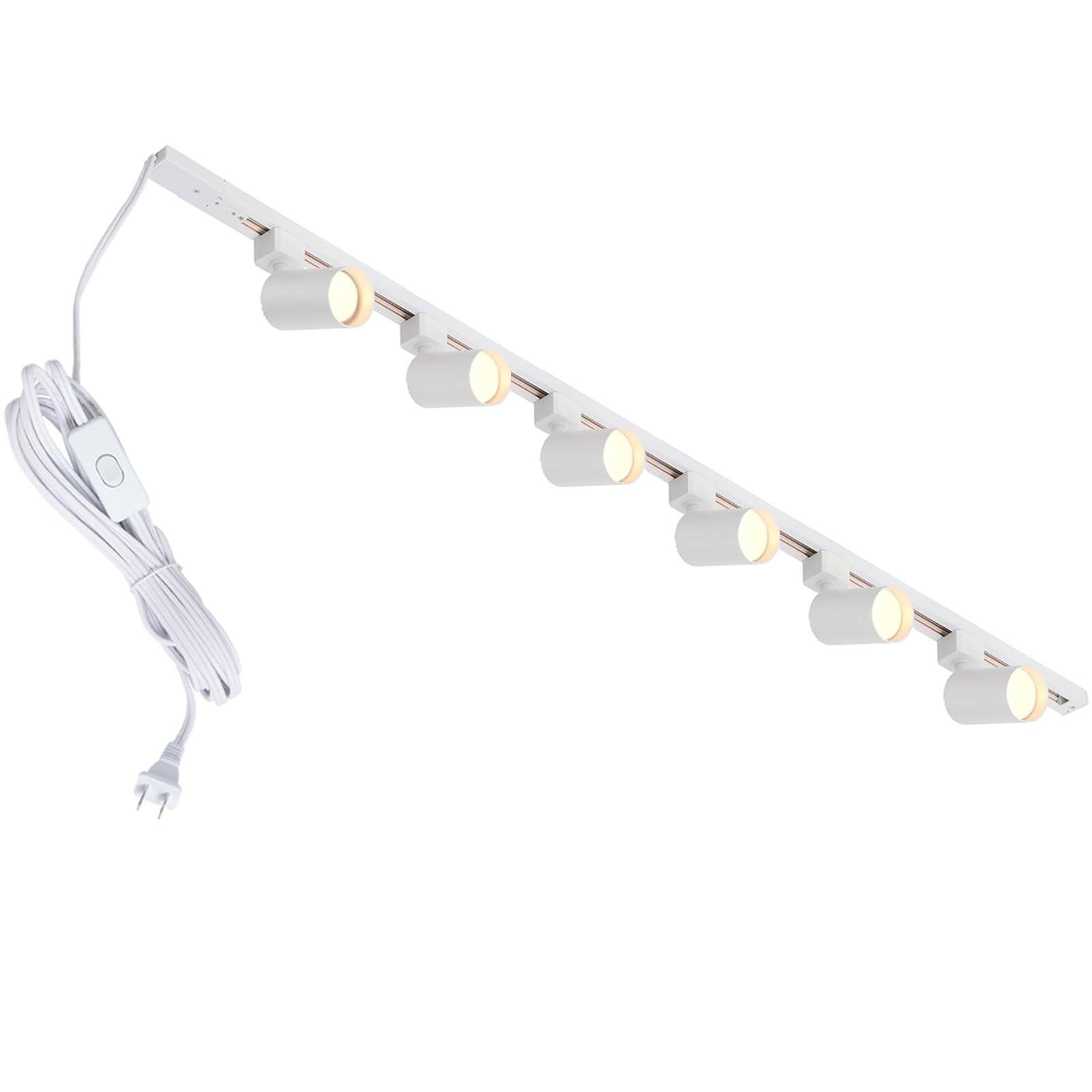 Dazzed Corner - Plug in Track Lighting with Power Cord, 6-Light LED Track Lighting Kit (No Bulbs) - White