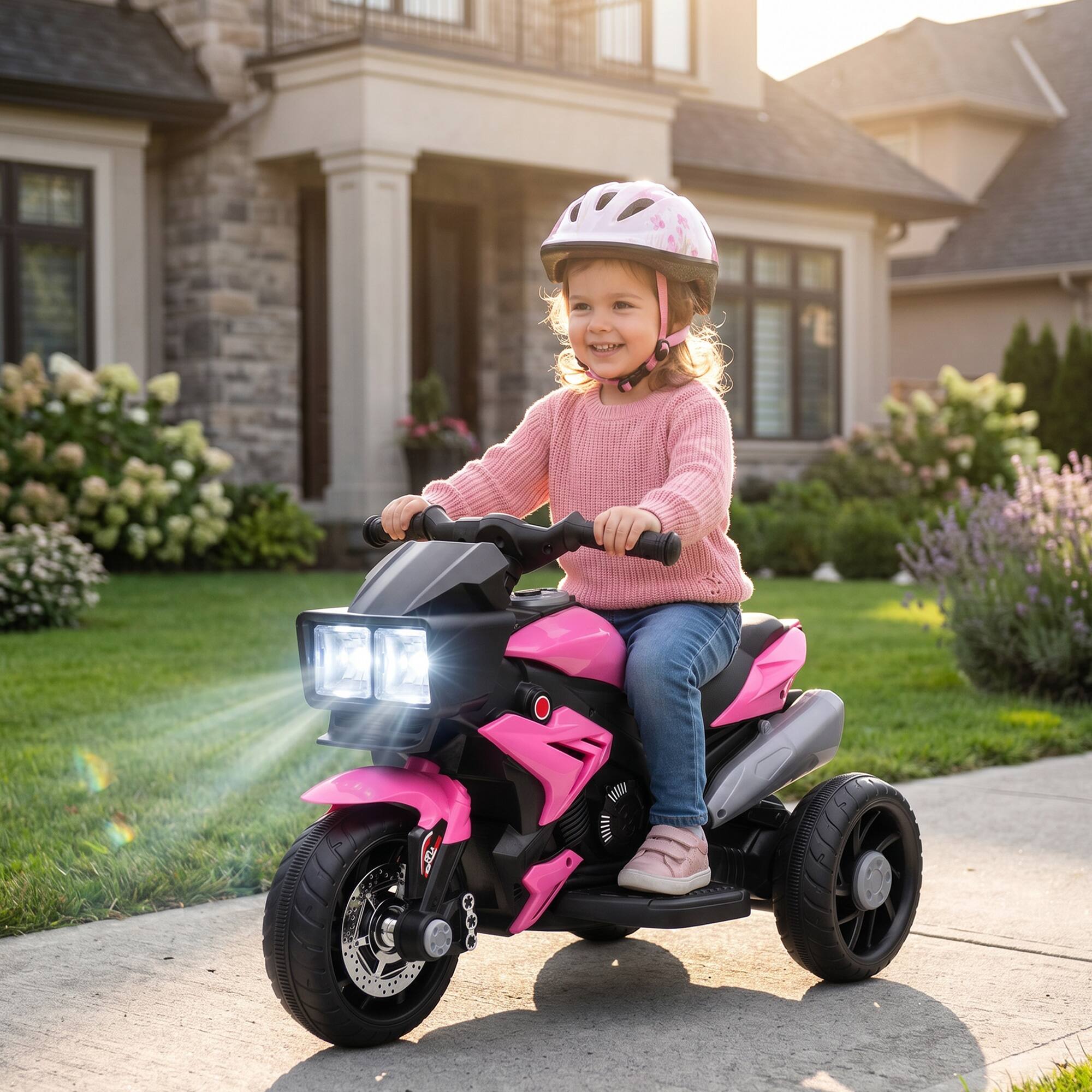Alt View 1. Aosom - Kids Motorcycle, Battery-Operated Mini Electric Motorbike with Forward/Reverse Switch - Pink.