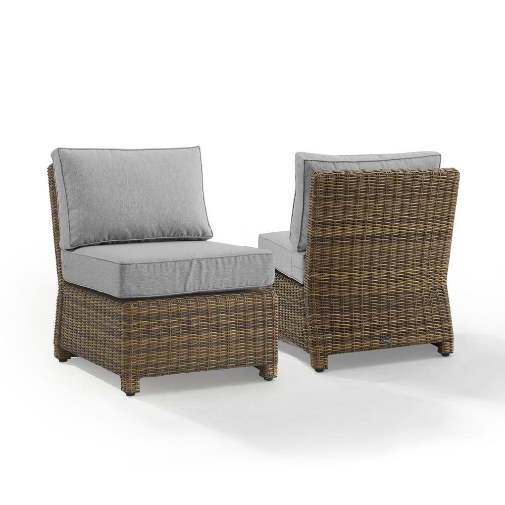 Alt View 2. Crosley Furniture - Bradenton 2Pc Armless Wicker Outdoor Chair Set - 2 Armless Chairs - Gray.