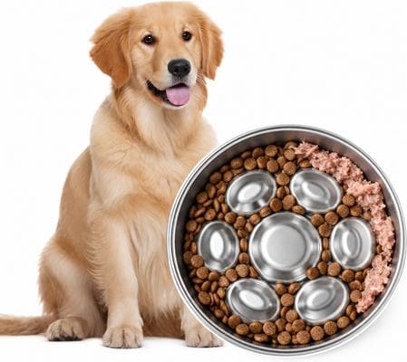 Front. PawsPik - PawsPik Circular Ridge Stainless Steel Slow-Feed Dog Bowl, Silver, 4-cup - silver.