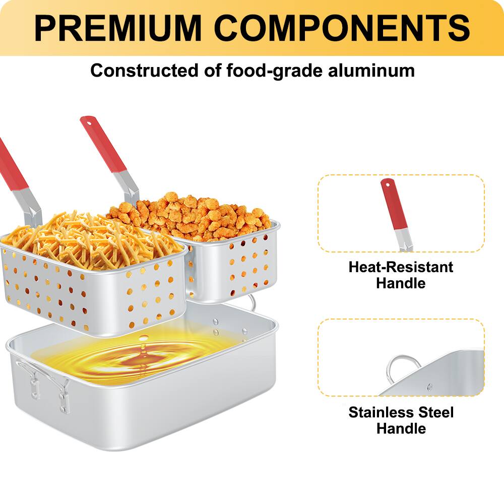 PREMIUM COMPONENTS  
Constructed of food-grade aluminum  

Heat-Resistant Handle  

Stainless Steel Handle
