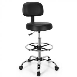 Ecooso - Office Chair Swivel PU Leather Drafting Chair with Mid-Back Support and Retractable Base - Black