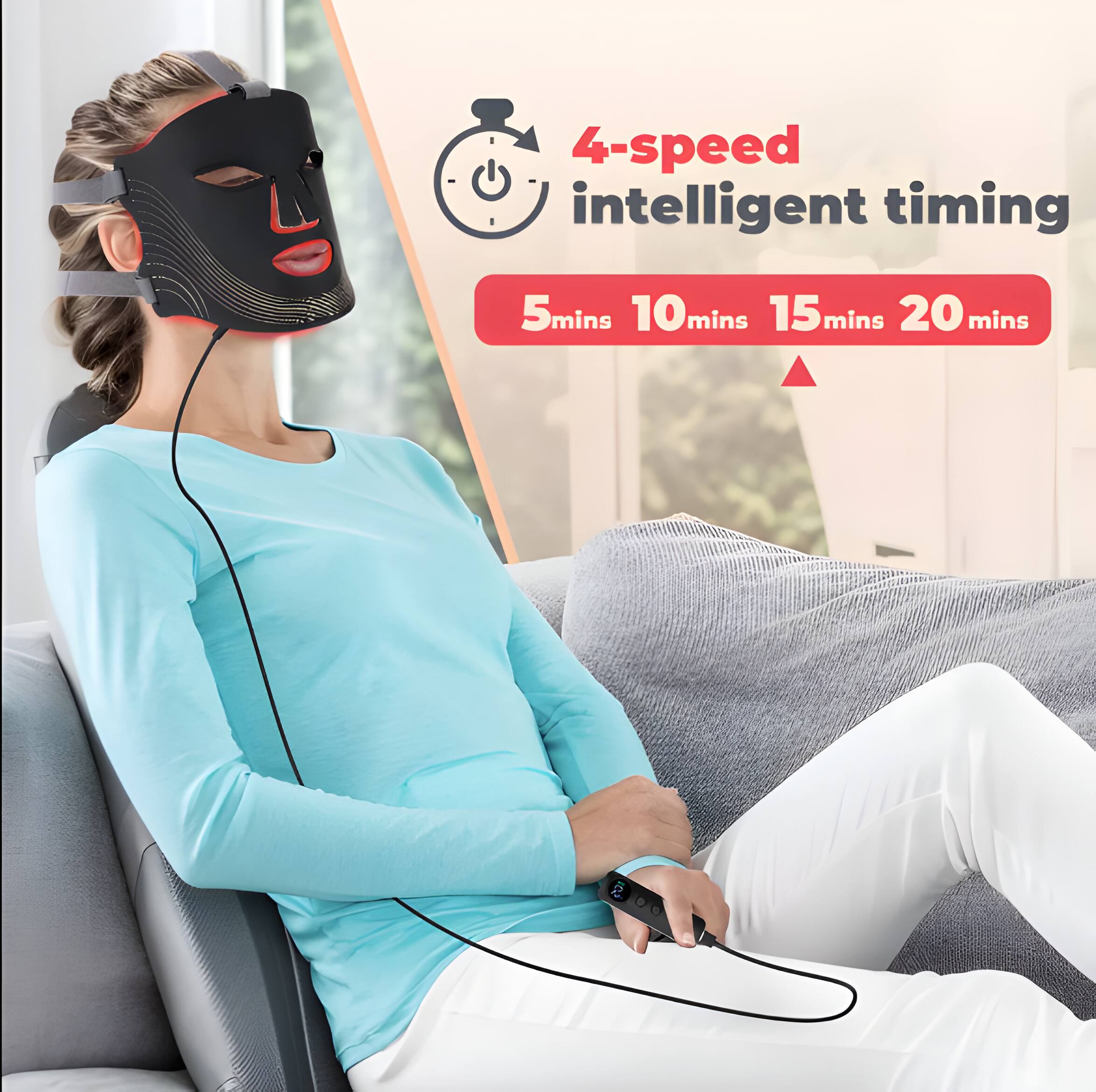 4-speed intelligent timing  
5mins 10mins 15mins 20mins