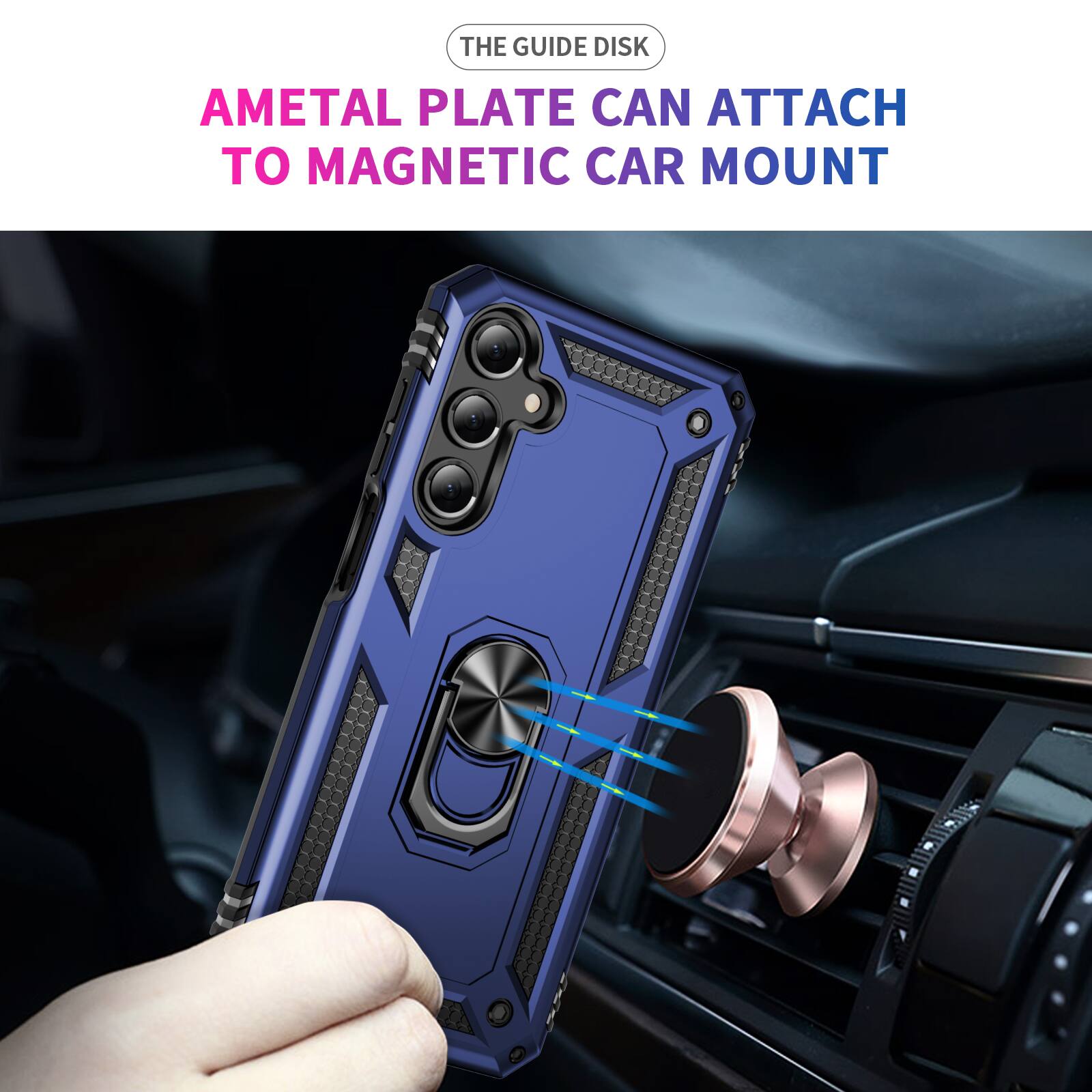 THE GUIDE DISK  
AMETAL PLATE CAN ATTACH TO MAGNETIC CAR MOUNT