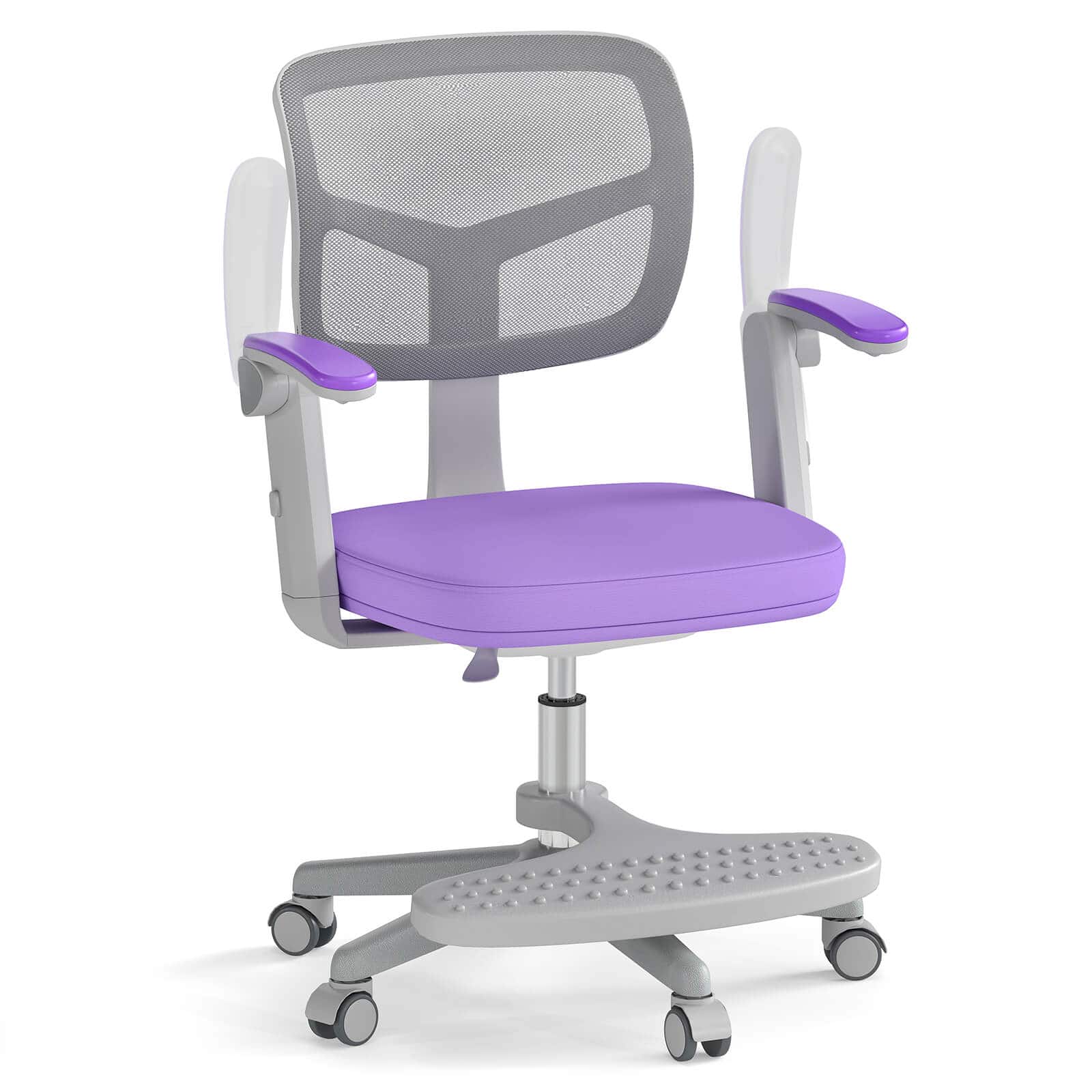 Costway - Kids Desk Chair Children Study Chair with Adjustable Height, Armrest & Footrest - Purple