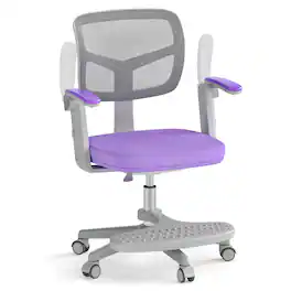 Costway - Kids Desk Chair Children Study Chair with Adjustable Height, Armrest & Footrest - Purple