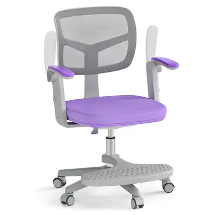 Front. Costway - Costway Kids Desk Chair Children Study Chair with Adjustable Height, Armrest & Footrest - Purple.
