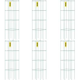 VEVOR - Tomato Cages, 14.6" x 14.6" x 39.4", 6 Packs Square Plant Support Cages, PVC-Coated Steel Tomato Towers for Plants - Green