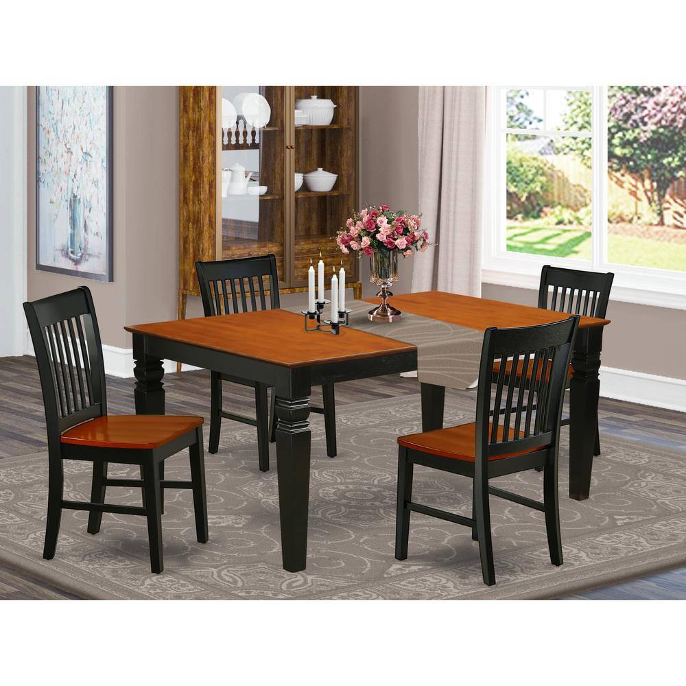 Left. East West Furniture - Dining Room Set Black & Cherry - Brown.