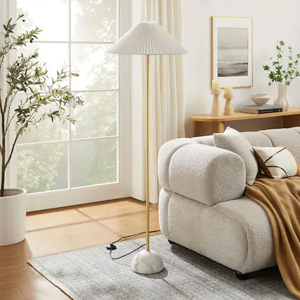 Front. Modway - Illusion Marble Dome Floor Lamp by Modway - Brass.