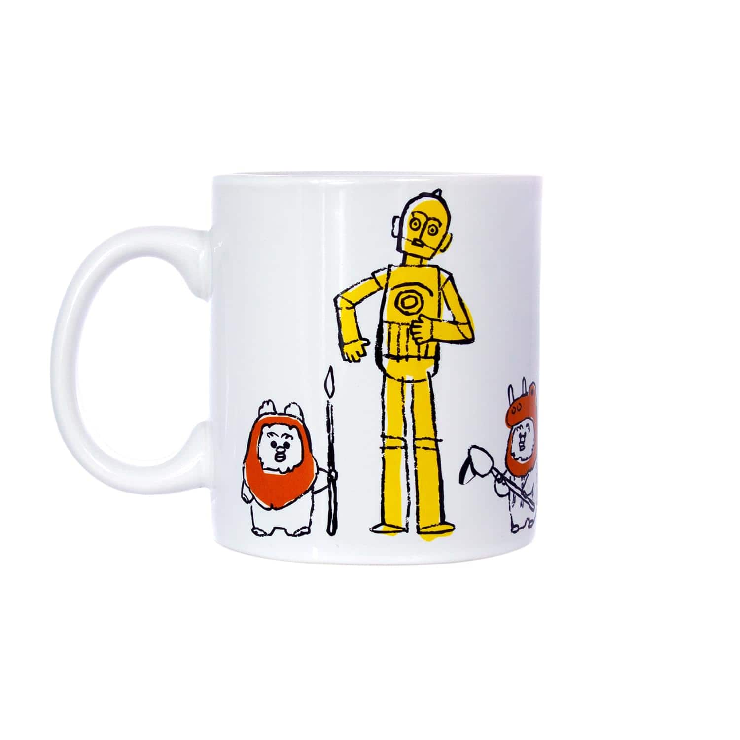 Star Wars - C-3PO & Ewoks Comic Kanji 20oz Ceramic Coffee Mug - Black