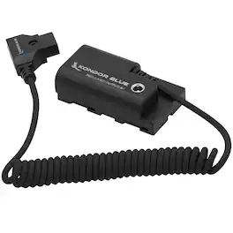 Kondor Blue - D-Tap to NPF Coiled Dummy Battery Cable for Sony L-Series | 16"-36" - Black