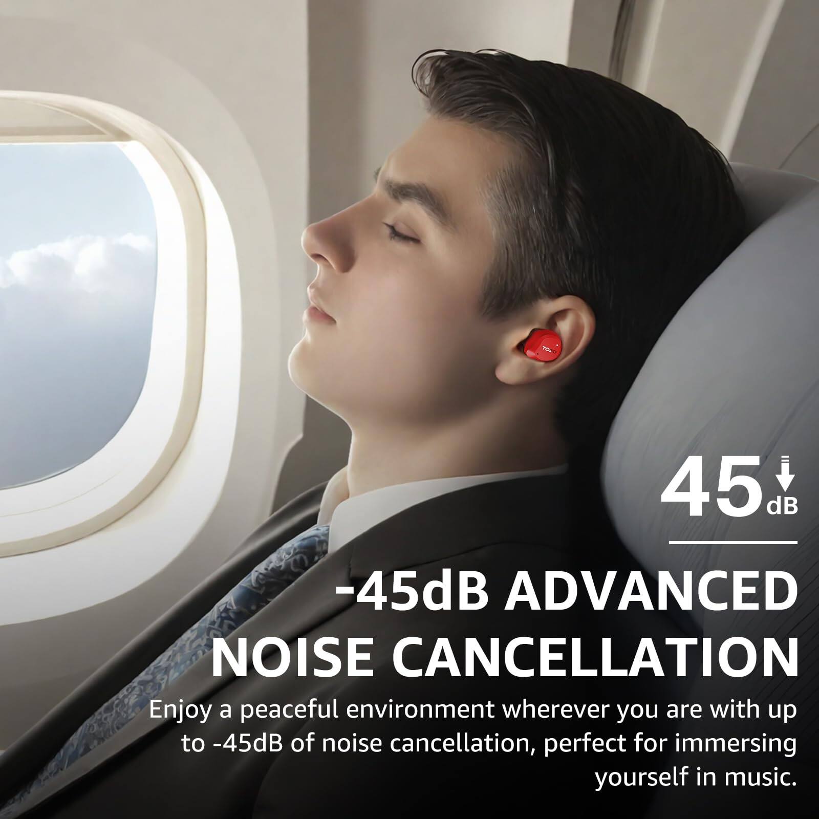 45 dB -45dB ADVANCED NOISE CANCELLATION
Enjoy a peaceful environment wherever you are with up to -45dB of noise cancellation, perfect for immersing yourself in music.