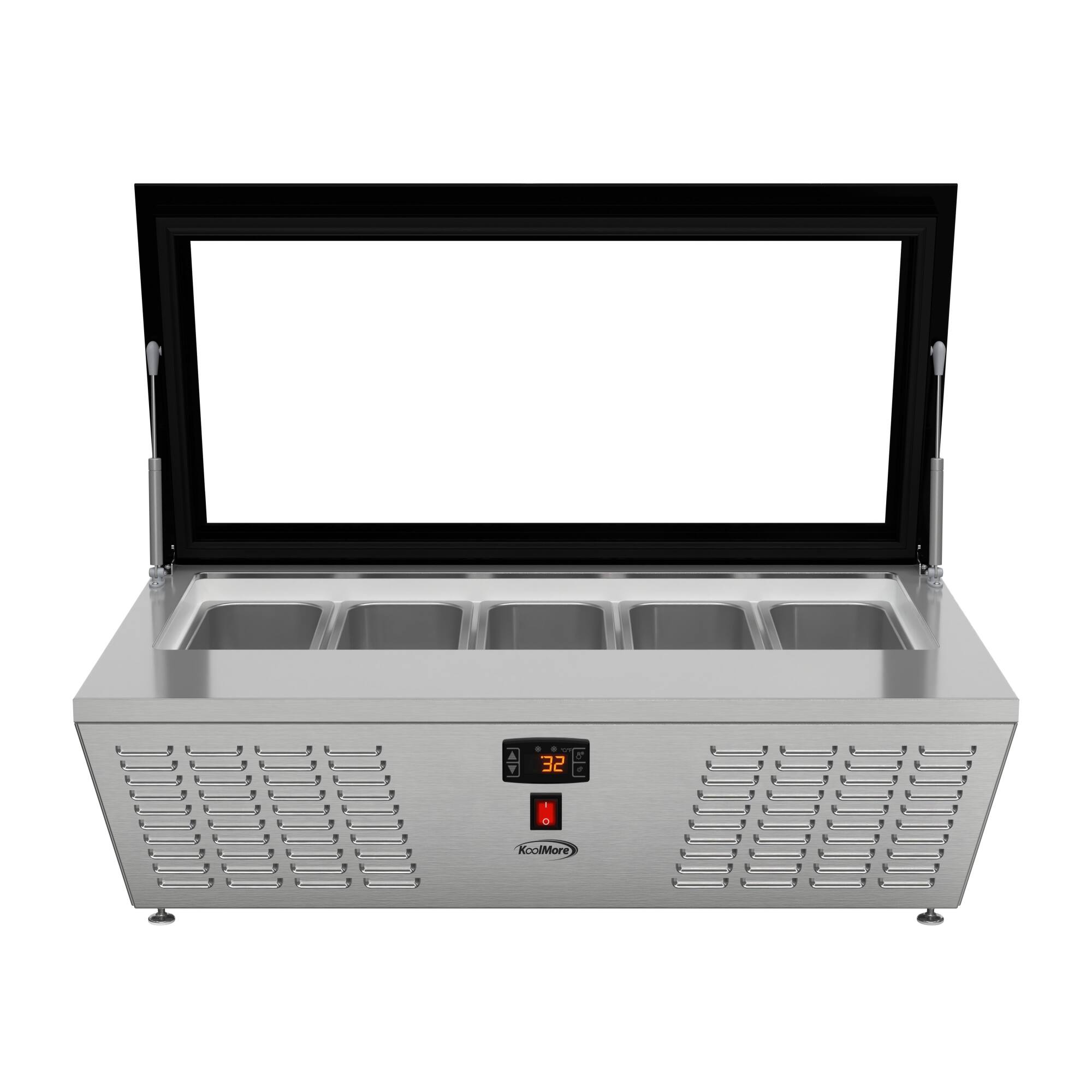 Alt View 5. Koolmore - 39 in. 5-Pan Countertop Ice Cream Display Freezer with Glass Top in Stainless-Steel (KM-CGD-5P) - Stainless-Steel and Black.