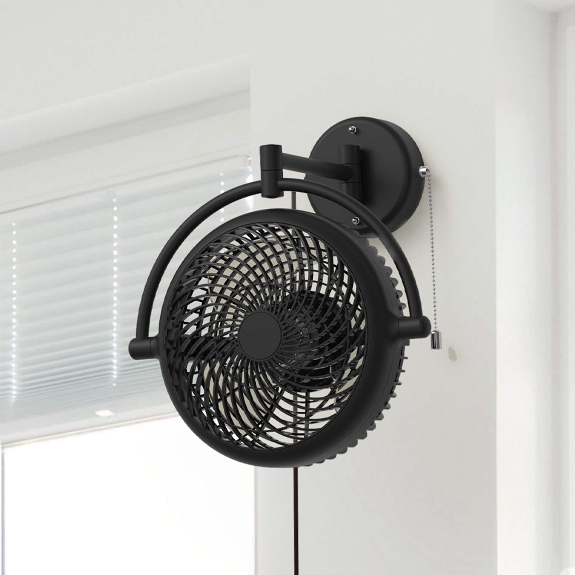 Parrot Uncle - 10-inch Industrial Matte ABS 3-Blade Wall Mount Fan - Black
